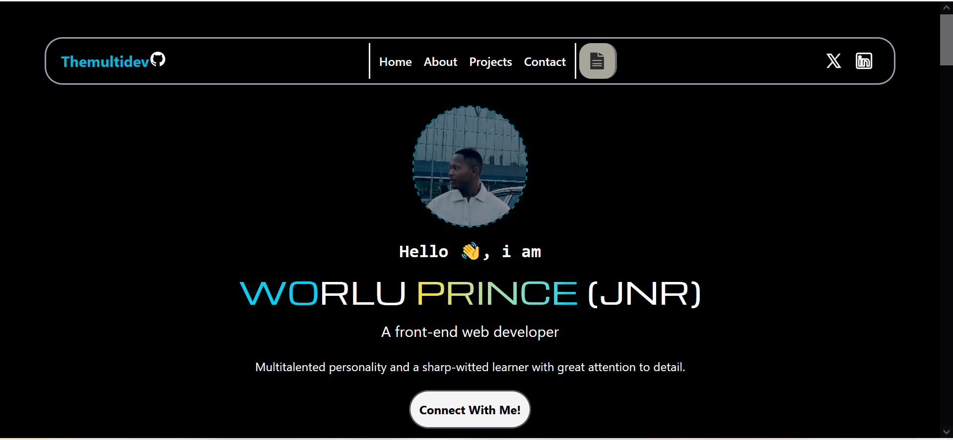 Personal portfolio project screenshot — built with Tailwind CSS and JavaScript